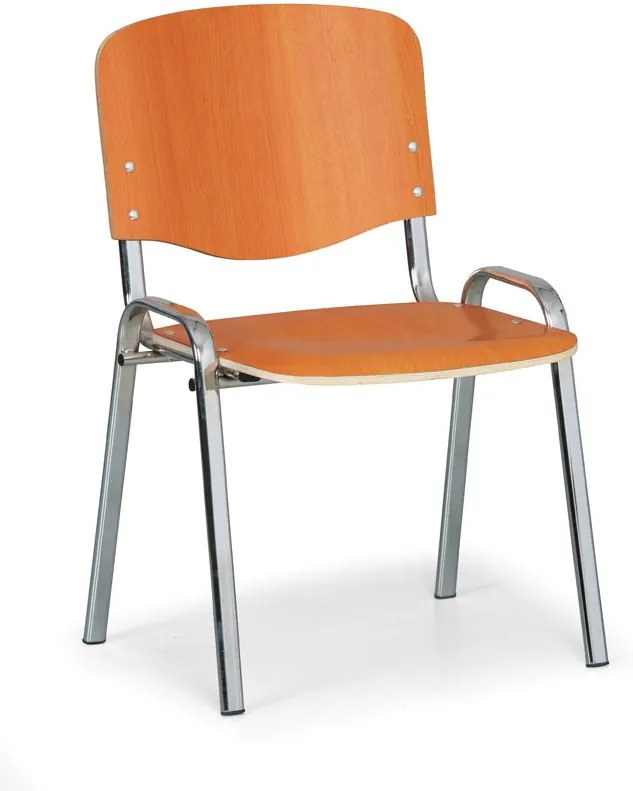 Drevená stolička ISO, čerešňa, konštrukcia chrómovaná, nosnosť 120 kg