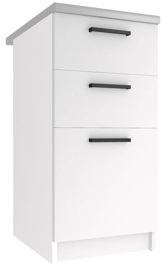 Kuchynská skrinka Belini spodná so zásuvkami 40 cm biely mat s pracovnou doskou  TOR SDSZ40/0/WT/WT/0/B1