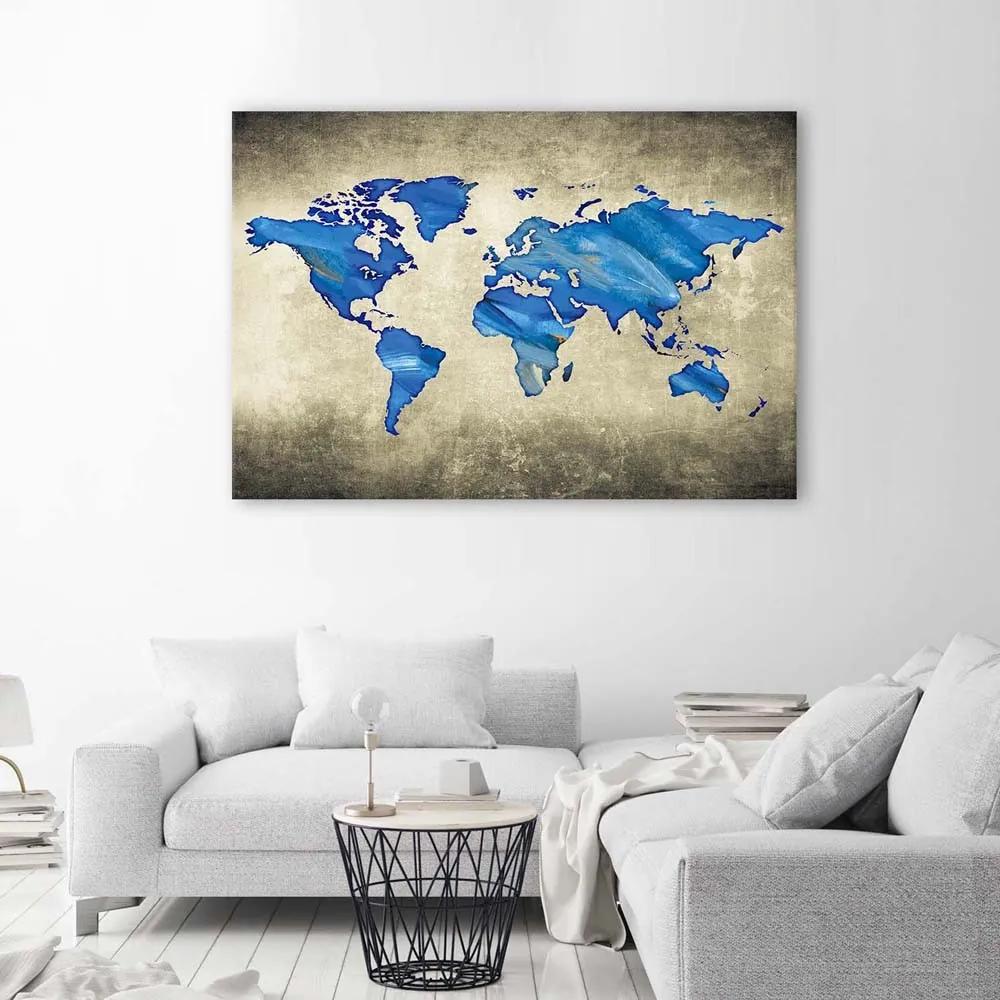 Gario Obraz na plátne Modrá mapa sveta Rozmery: 60 x 40 cm
