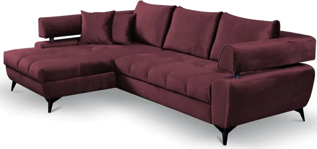Rohová sedacia súprava Paris, vínová látka, ľavý roh