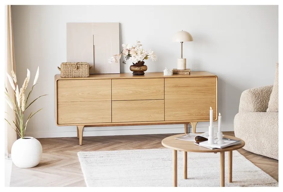 Okrúhly konferenčný stolík z dubového dreva v prírodnej farbe ø 70 cm Jena – House Nordic