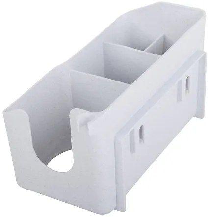 VERK GROUP Nástenný držiak na fén s organizérom s 3 priehradkami a háčikmi, biely