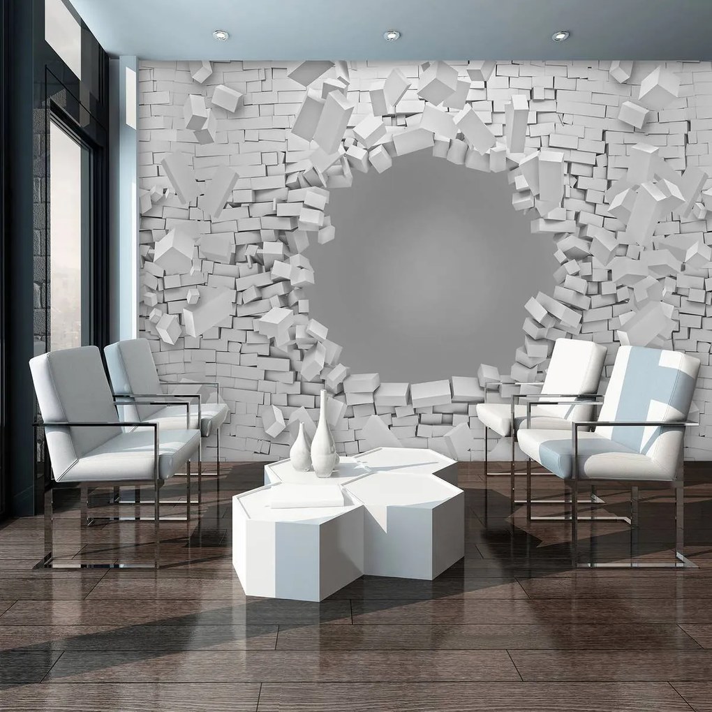 Fototapeta - 3D explózie tehlové múry (254x184 cm)