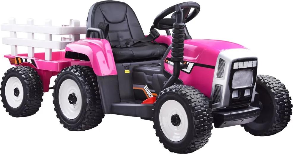 Joko PA0242 RO Elektrický traktor s vlečkou ružový