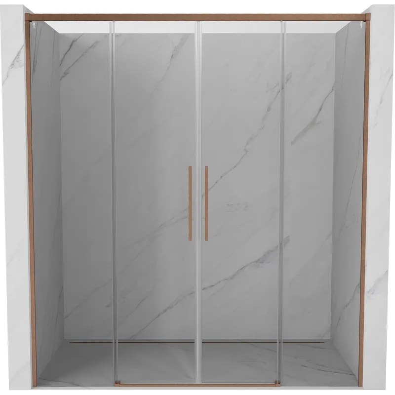 Mexen Rox, posuvné sprchové dvere 190 cm, 8mm číre sklo, medený matný profil, 8C2-190-002-65-00