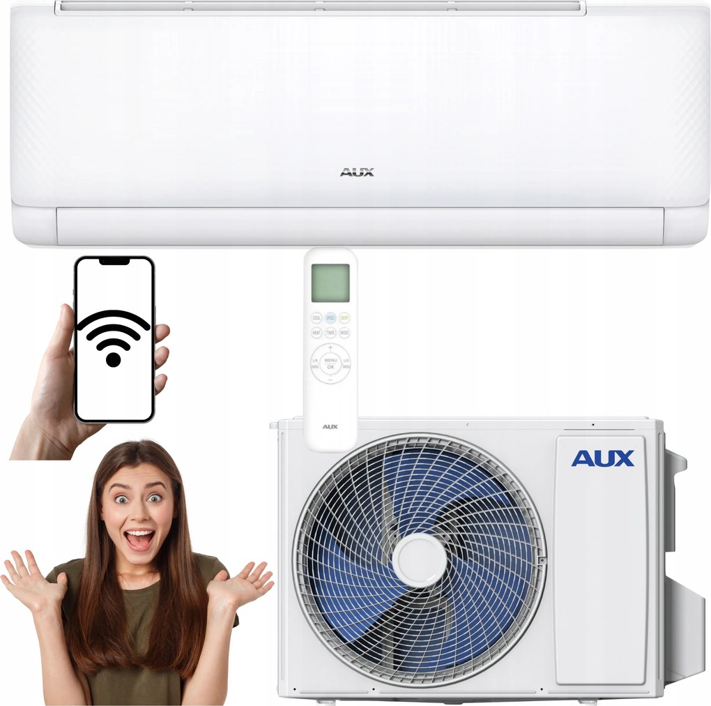 Nástenný klimatizátor Aux Q-Smart Eco 7,2 kW 70 m2 Wi-Fi Klimatizácia do domu