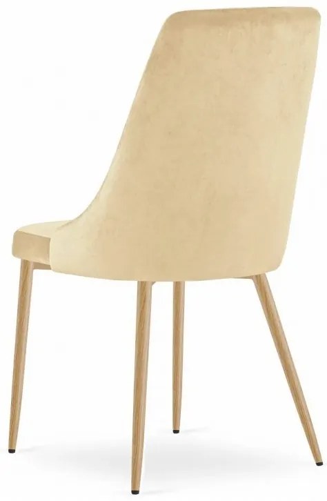 Set 4 stoličiek IMOLA - svetlý béžový zamat / nohy vo farbe dreva