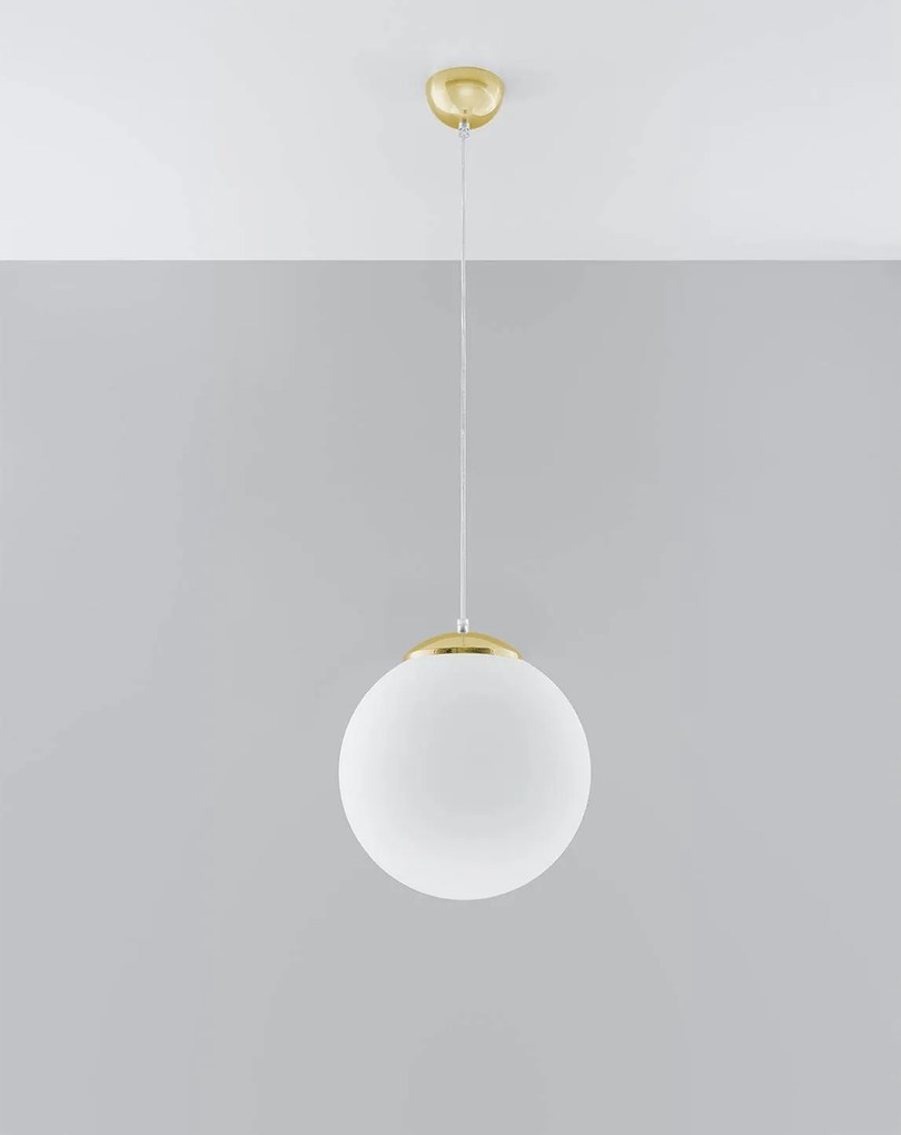 Závesné svietidlo Ugo, 1x biele sklenené tienidlo, (fi 30 cm), g