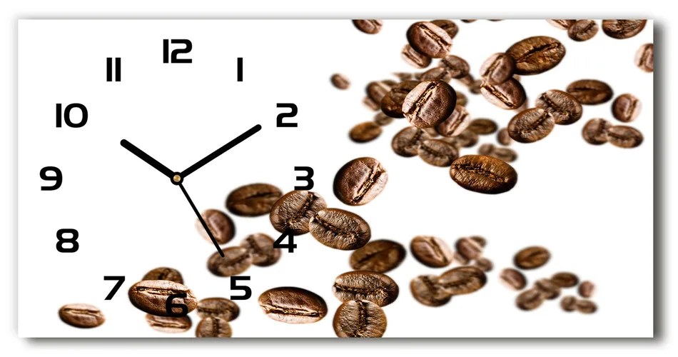 Vodorovné Moderné sklenené hodiny na stenu Zrnká kávy pl_zsp_60x30_f_68369334
