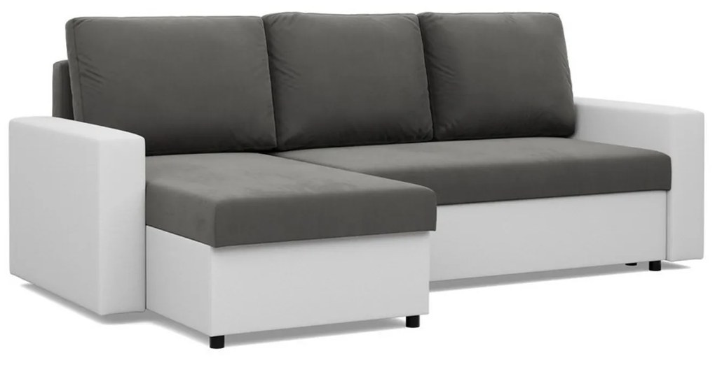 Rohová rozkladacia sedacia súprava LUNA Sivá/biela II