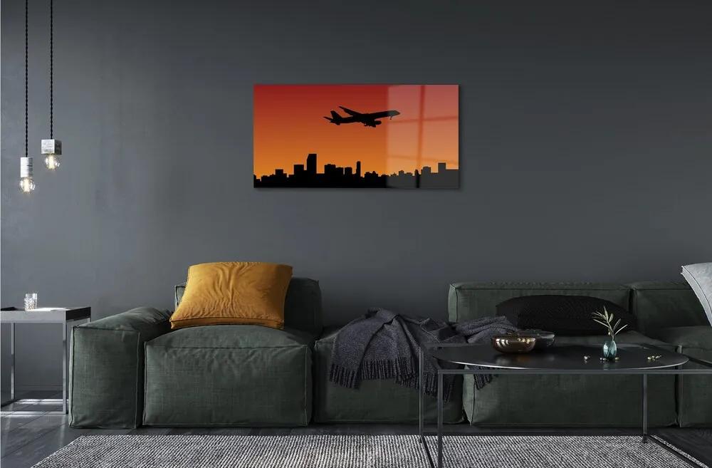 Obraz na skle Lietadlo a slnko oblohu 100x50 cm