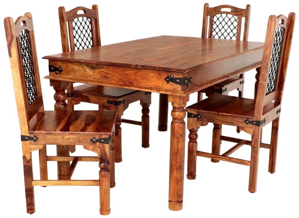 furniture-nabytek.cz - Súprava stola a stoličiek pre 4 osoby z masívneho palisandrového dreva