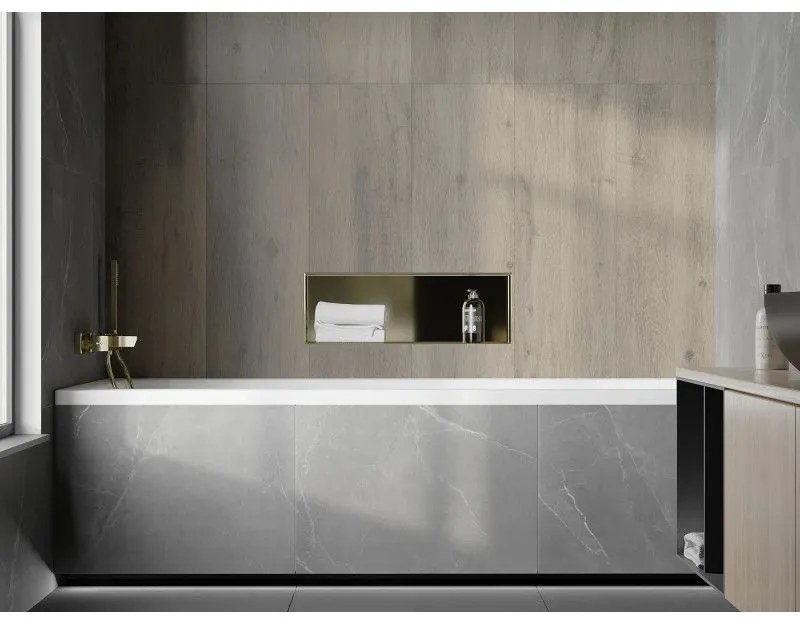 Mexen X-Wall-NR, polička na zapustenie pod obklad bez goliera 60 x 20 cm, zlatá lesklá, 1951602010