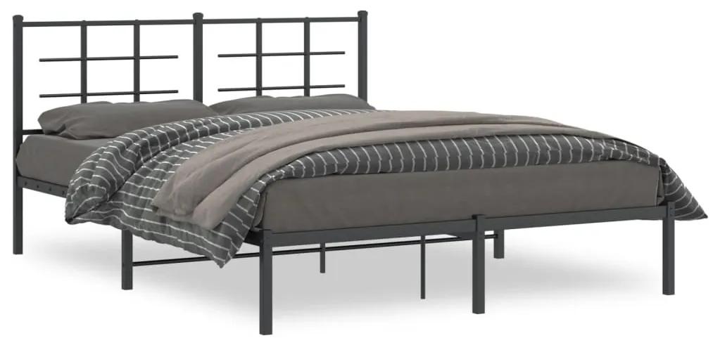 Kovový rám postele s čelom čierny 160x200 cm 355564