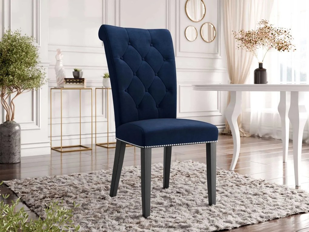Čalúnená jedálenská stolička Piewik, Dostupné poťahy: Magic Velvet 2209, Farby nožičiek: čierna