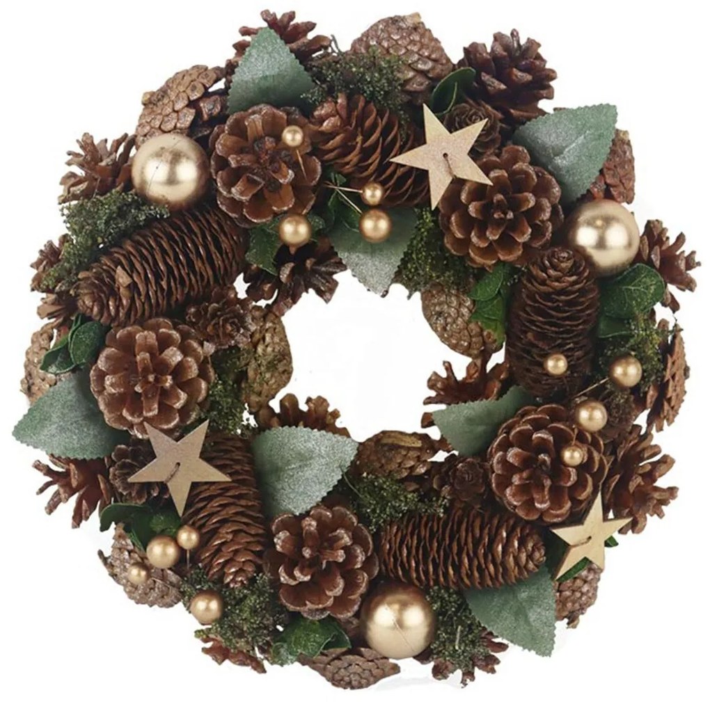 Dekoračný veniec šiškový, ø 26 cm, hnedý
