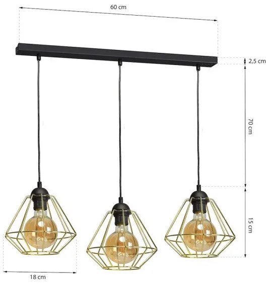 Luster na lanku LUPO 3xE27/60W/230V