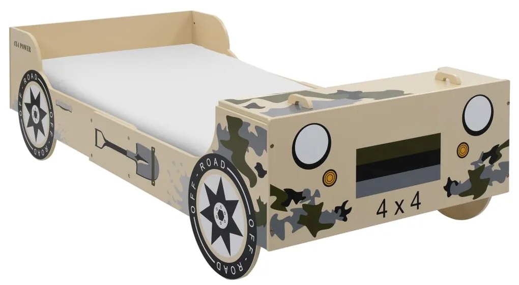 Detská posteľ v dizajne terénneho auta 90x200 cm maskáčová
