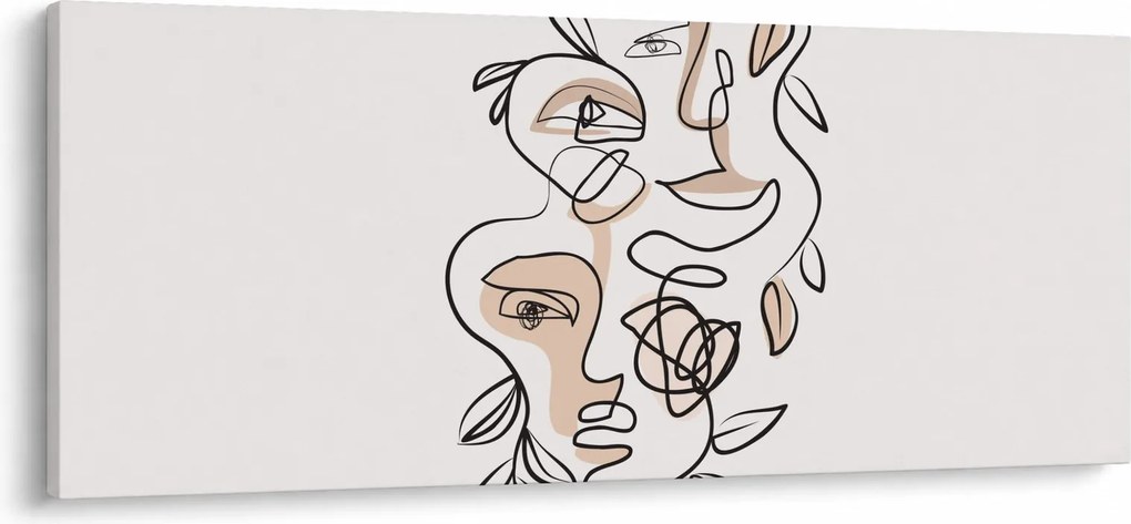 Obraz - Line art tváre (120x50 cm)