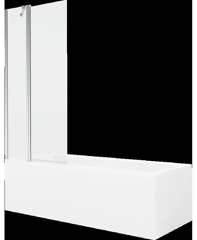 Mexen Cubik obdĺžniková vaňa 150 x 70 cm s obkladom a 1-krídlovou sprchovou zástenou 80 cm, Transparentné, Chrómová - 550315070X