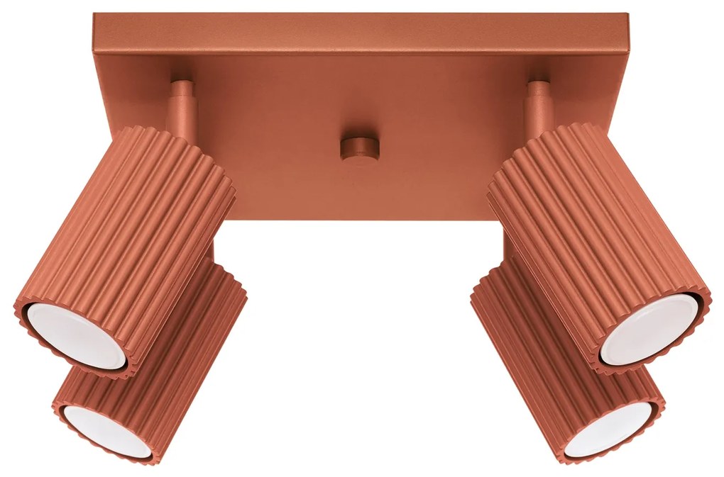 Stropné svietidlo Karbon, 4x okrovo červené kovové tienidlo, (možnosť polohovania)