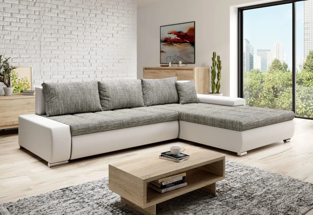 Rohová sedacia súprava TOSCANIA, 297x80x214, berlin 02/čierna ekokoža, pravá