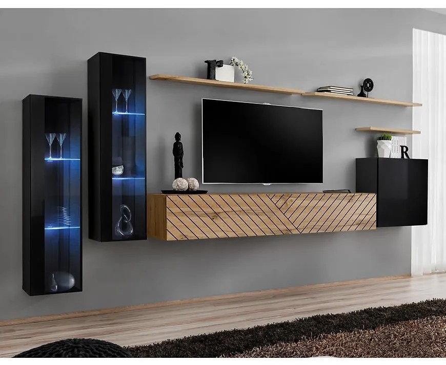 Obývacia Stena Switch XI Line Čierna/Wotan