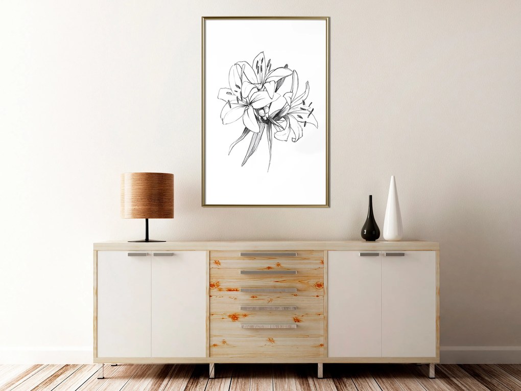 Artgeist Plagát - Drawn Flowers [Poster] Veľkosť: 40x60, Verzia: Čierny rám