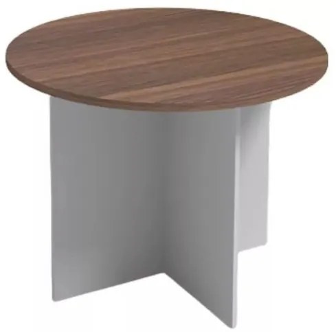 Rokovací stôl s guľatou doskou PRIMO FLEXI, priemer 1000 mm, sivá / orech