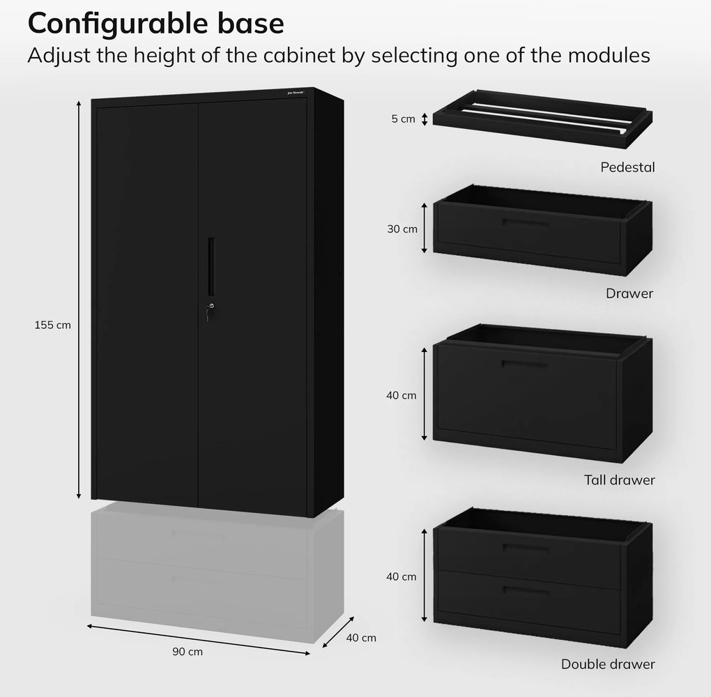 Megan Czarny - szuflada pojedyncza 185 cm