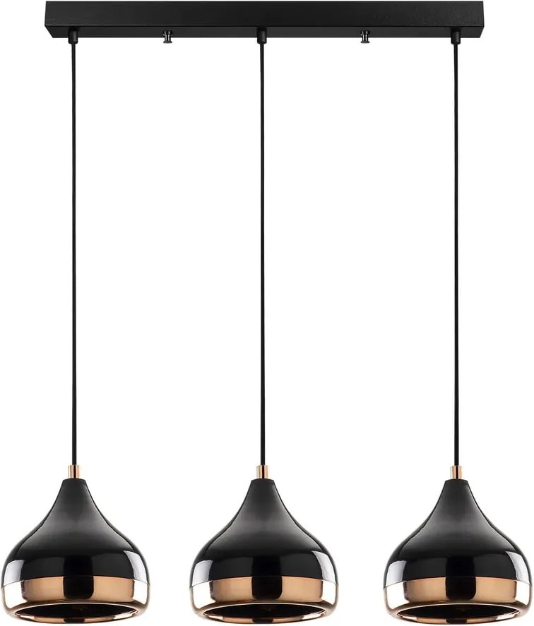 Závesné svietidlo v čierno-medenej farbe pre 3 žiarovky Opviq lights Yildo Long