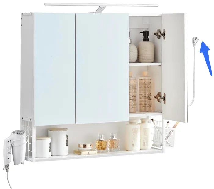 Kúpeľňová skrinka so zrkadlom Emoja biela