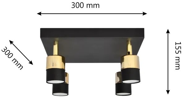 LED Bodové svietidlo TUBSSON 4xGU10/4,8W/230V čierna/zlatá