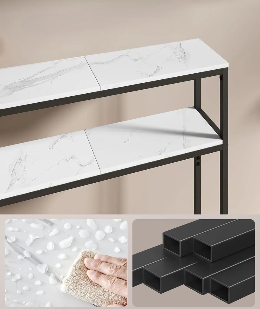 Konzolový stolek Vasagle Crem 80 cm černý/bílý mramor