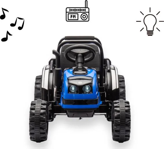 Elektrický traktor s prívesom Farmer modrý