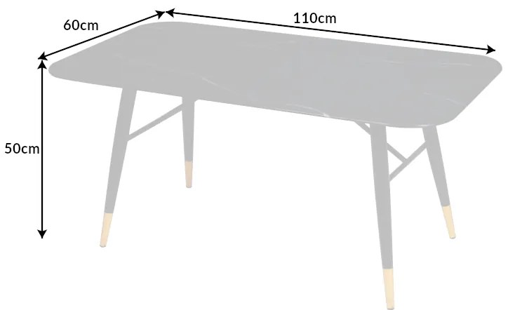 Dizajnový konferenčný stolík Laney 110 cm antracitový - vzor mramor