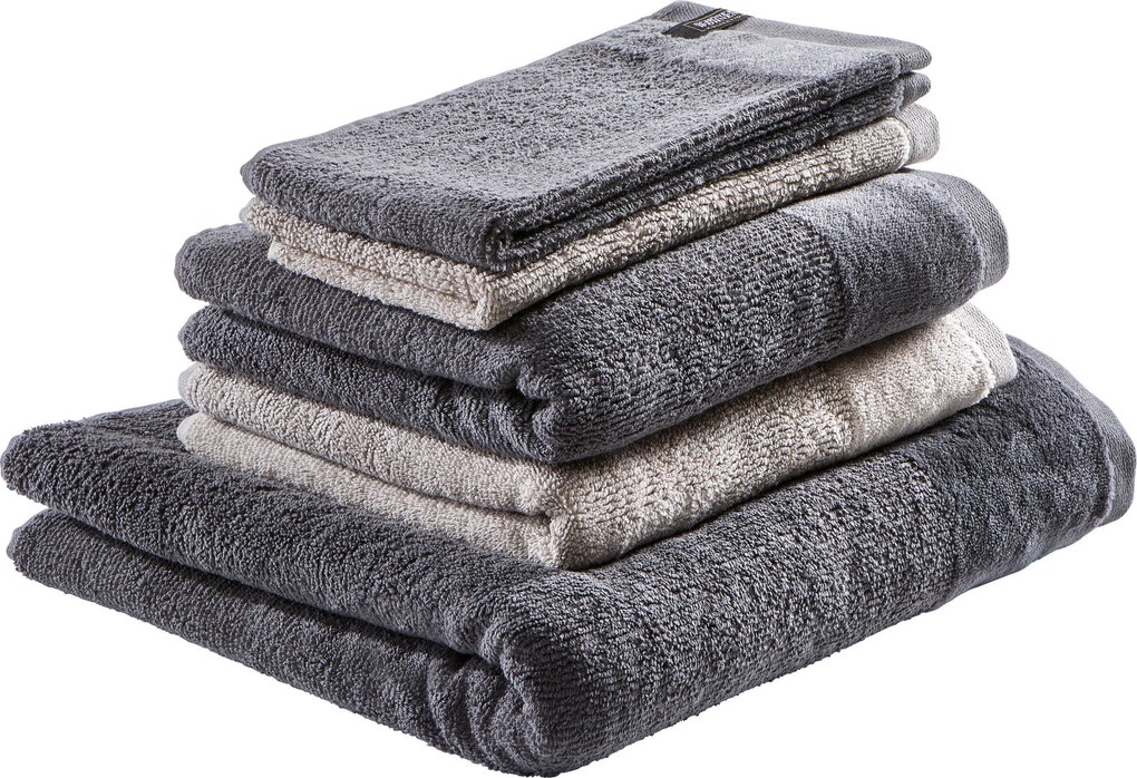 XXXLutz SADA FROTÉ UTERÁKOV, 70x140/50x100 cm, antracitová, piesková Schöner Wohnen - Kúpeľňový textil - 003021160401
