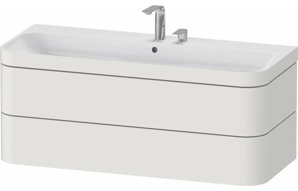 DURAVIT Happy D.2 Plus c-bonded závesná skrinka s nábytkovým umývadlom s dvomi otvormi, 2 zásuvky, 1175 x 490 x 480 mm, nordická biela matná lakovaná, HP4639E39390000
