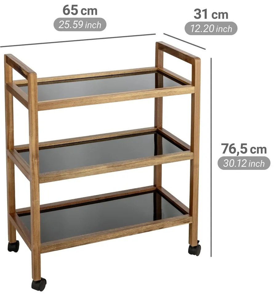 Čierny/v prírodnej farbe kúpeľňový regál z masívu akácie 65x76,5 cm Fondi – Wenko