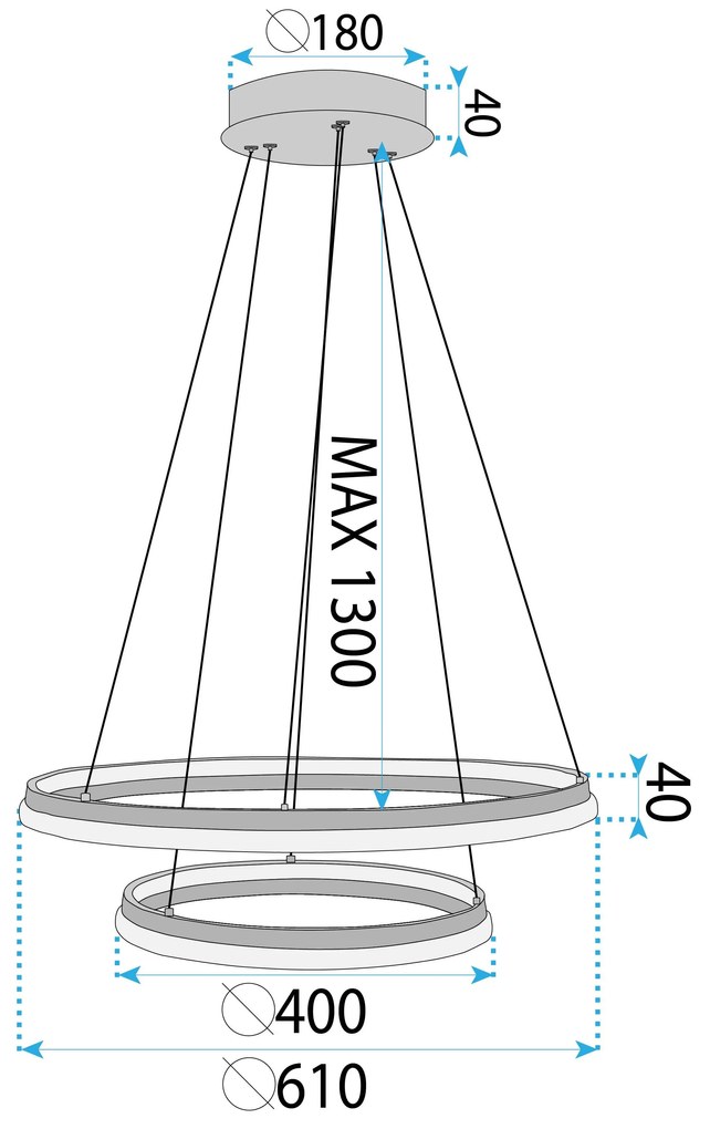 Toolight Toolight, LED stropné svietidlo 60cm, 75W, 3000K, LHJ043-CP2, zlatá, OSW-50020