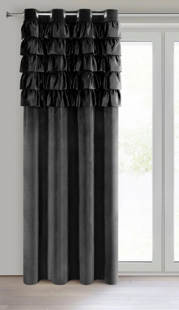 ZATEMŇOVACÍ ZÁVES NA KRÚŽKOCH AURA 140X250 CM ČIERNA