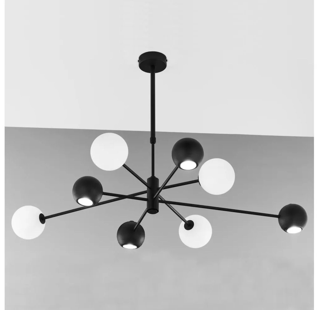 Jupiter 1998 - Luster na tyči MOKA 4xGU10/10W/230V + 4xG9/10W/230V čierna/biela