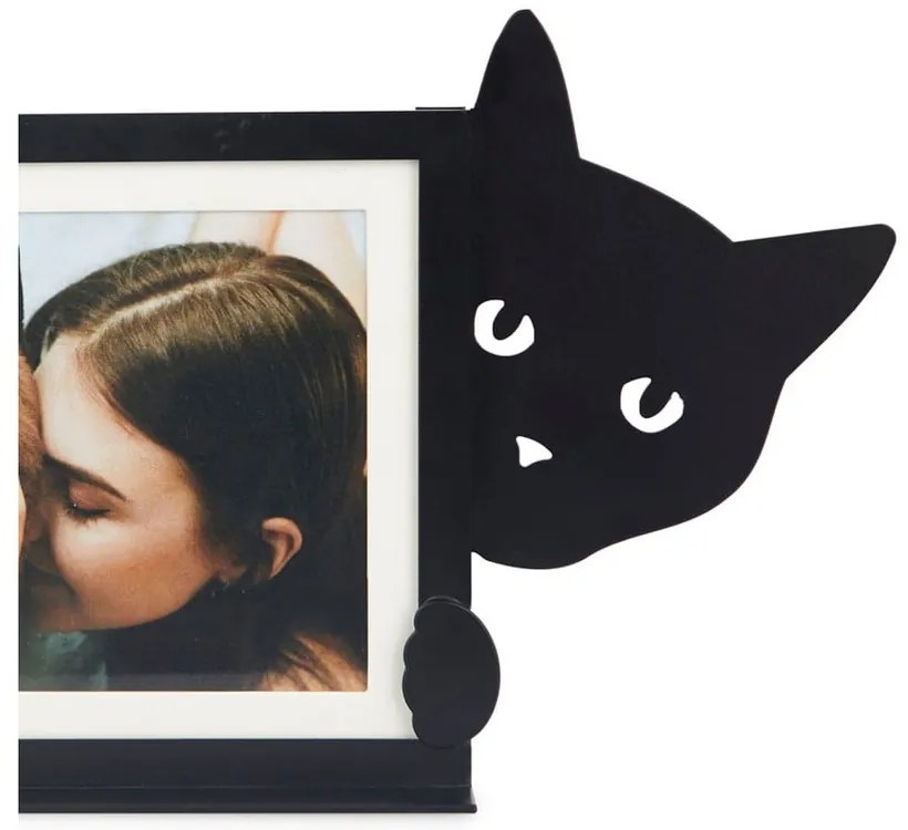 Čierny kovový stojací rámček 36x16 cm Hidden Cat – Balvi