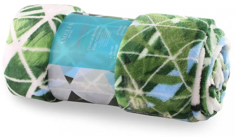 Biela deka s motívom zelených listov Šírka: 220 cm Dĺžka: 240cm