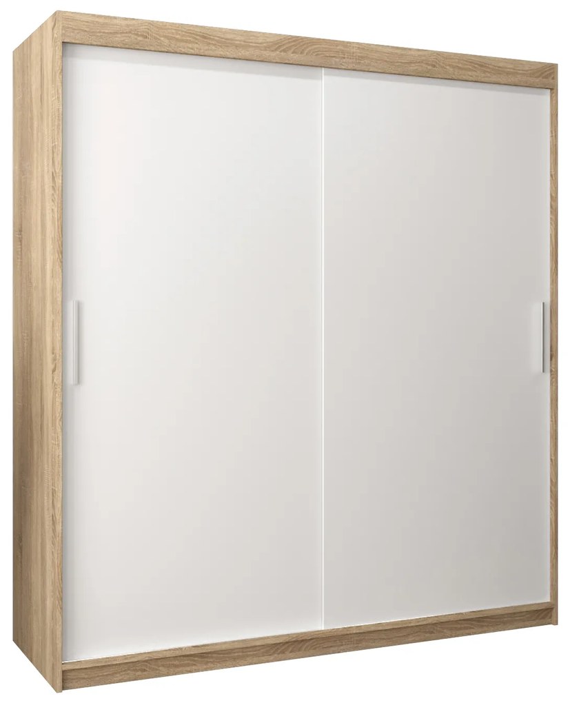 Šatníková skriňa 180 cm Toki (Dub sonoma + Biela matná). Akcia -40%. Vlastná spoľahlivá doprava až k Vám domov. 1064842