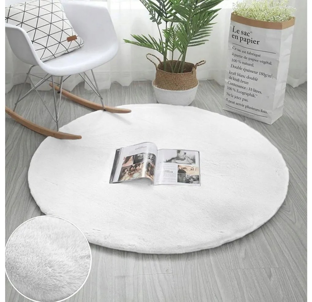 Biely okrúhly koberec Rabbit Rozmer: 140