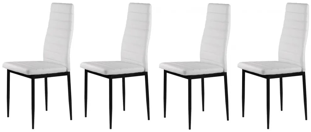 ModernHome Sada 4 stoličiek - ekokoža, biele