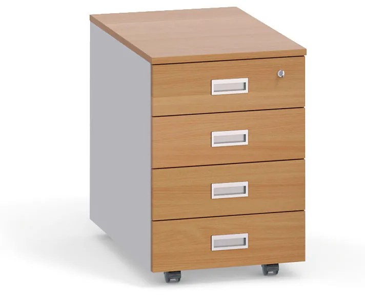 Mobilný zásuvkový kontajner PRIMO, 4 zásuvky, sivá / wenge