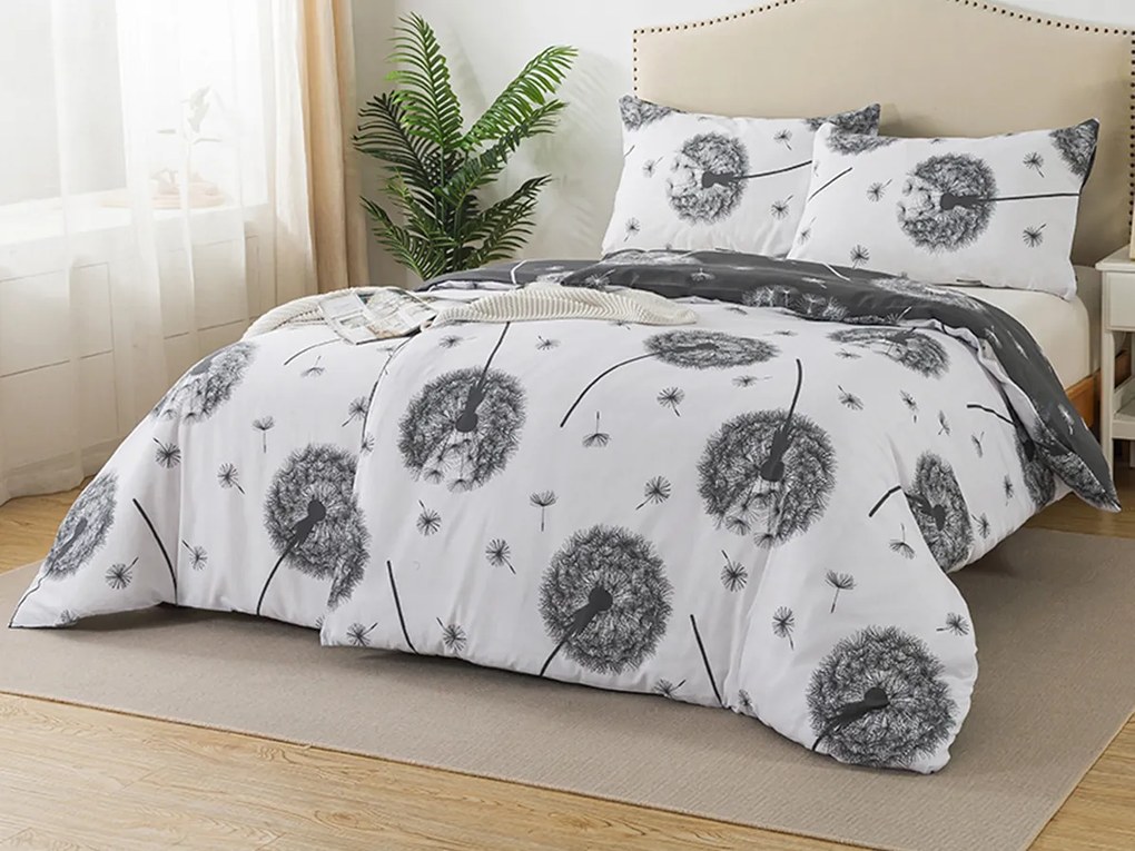 XPOSE® Predĺžené bavlnené obliečky PÚPAVY DUO - sivé/biele