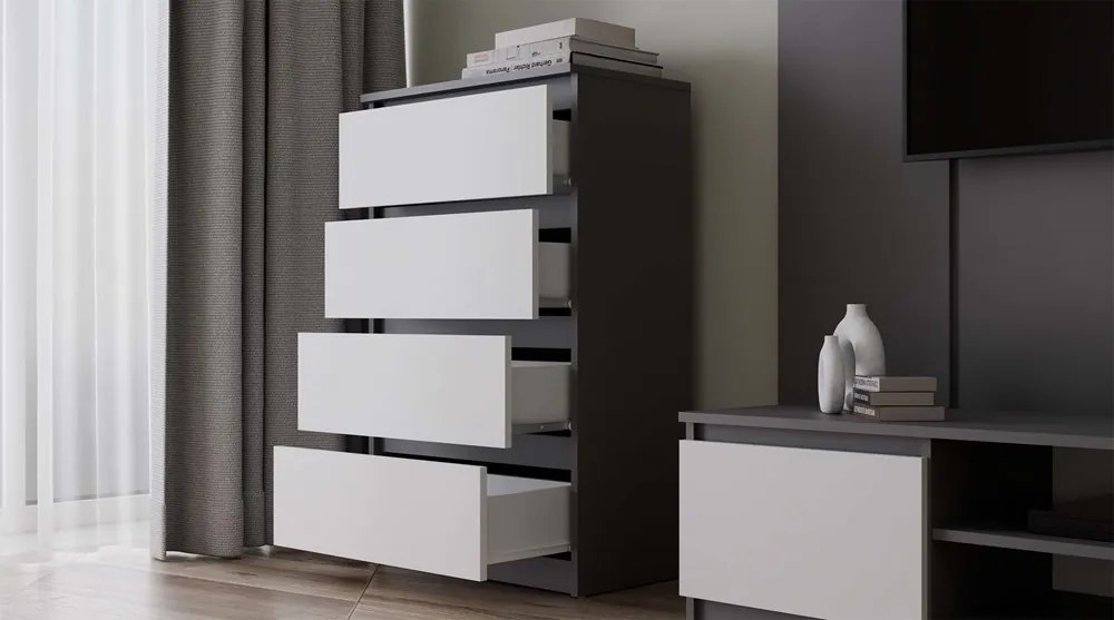 Komoda Malwa M4 70 cm antracit/bílá